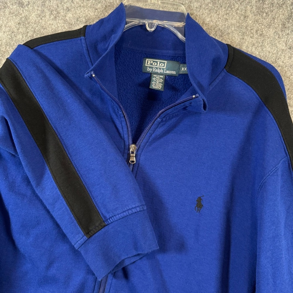 Polo Ralph Lauren Zip Up Sweater Track Jacket Mens XXL  Blue Pony Logo Fleece